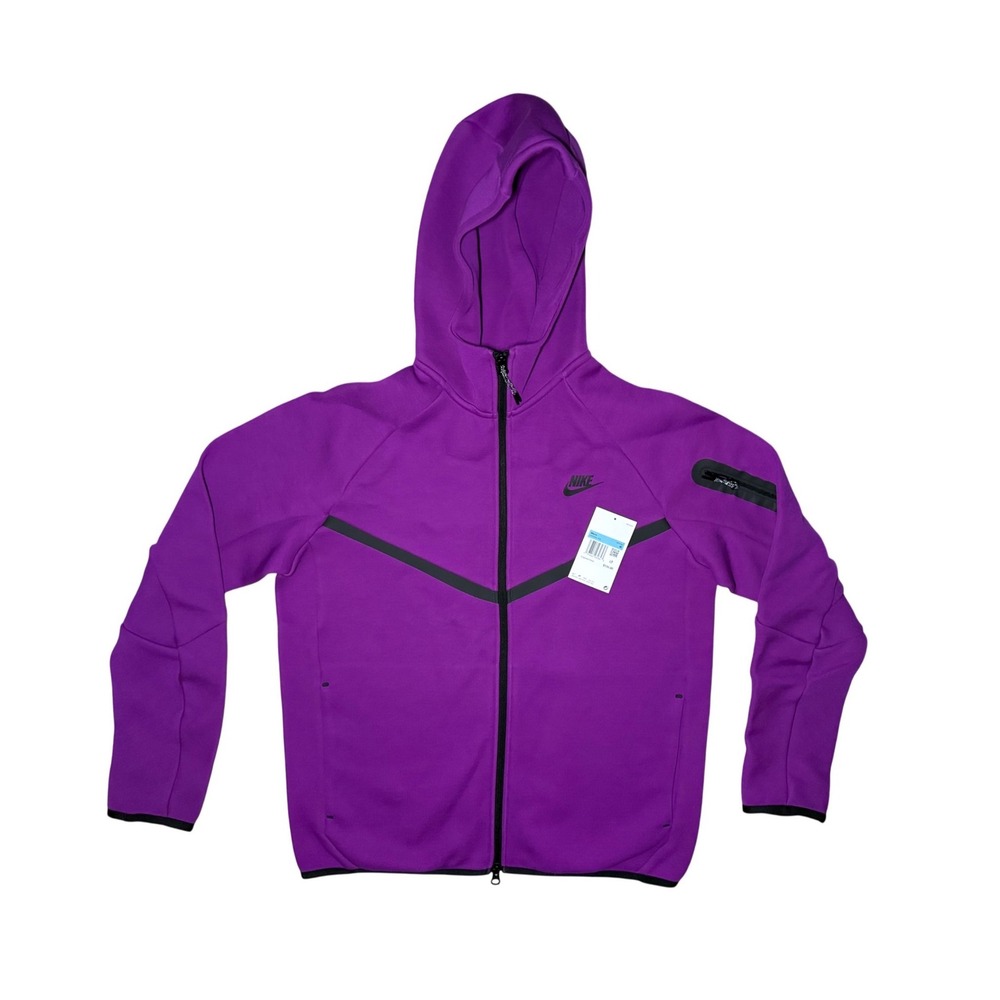 Nike Tech Fleece Hoodie Mens Medium Purple Black Full Zip NEW